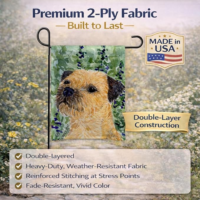 Caroline's Treasures SS8801GF Border Terrier Garden Flag Mailbox Flag Decorative Yard Flag Banner Outside Patio Artwork Yard Flower Beds, Garden Size, Multicolor