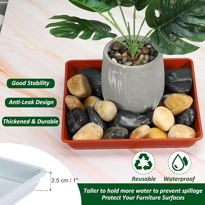 PATIKIL Plant Saucer Tray, 15 Pack 7 Inch Plastic Square Plant Saucer Flower Planter Drip Tray for Indoors Outdoors Patio Balcony, White
