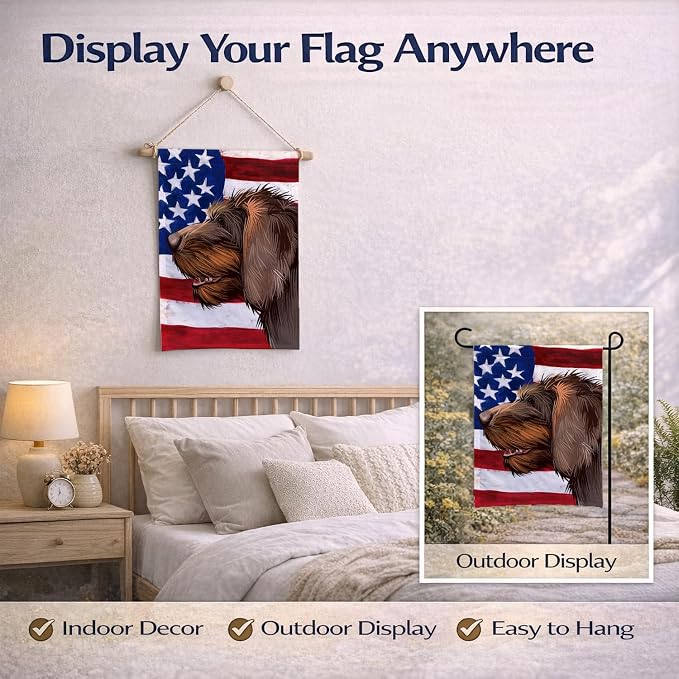 Caroline's Treasures CK6484GF Cesky Fousek Dog American Flag Garden Flag Mailbox Flag Decorative Yard Flag Banner Outside Patio Artwork Yard Flower Beds, Garden Size, Multicolor