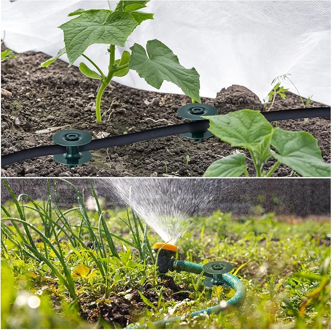 Chumia 2 Pieces 10 Inch Garden Hose Guide Spike, Zinc Coated Rustproof Heavy Duty Metal Stake, Sturdy Top, Keeps Garden Hose Out of Flower Beds, Guard for Yard Plant Protection (Dark Green)