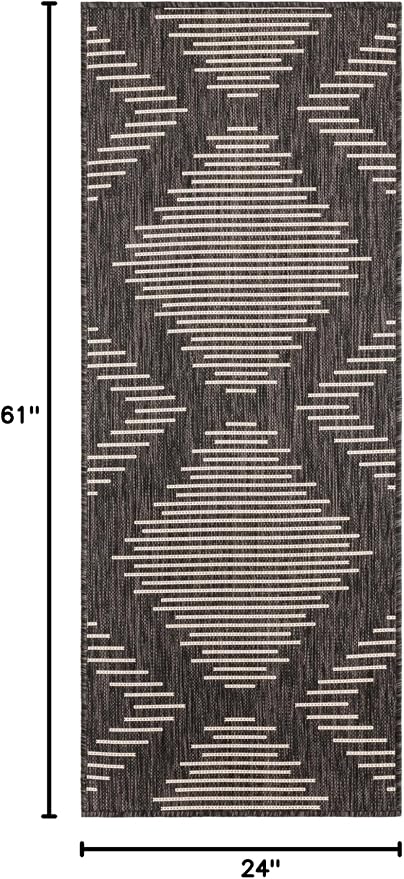 Unique Loom Outdoor Modern Collection Area Rug - Tambor (2' x 5' 1" Runner, Charcoal Gray/ Ivory)