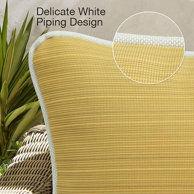 Unimatta Decorative Outdoor Water Repellent Throw Pillows with Inserts, Set of 4, 18" x18" Pillows for Patio, Backyard, Bed, Couch, and Patio Furniture, Yellow Brown