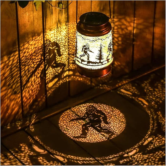 Bigfoot Solar Lanterns Outdoor Waterproof Hanging Solar Lights Big Foot Sasquatch Gifts for Men Women Metal Decorative LED Lanterns for Yard, Patio, Lawn, Pathway, Landscape, Garden Decor