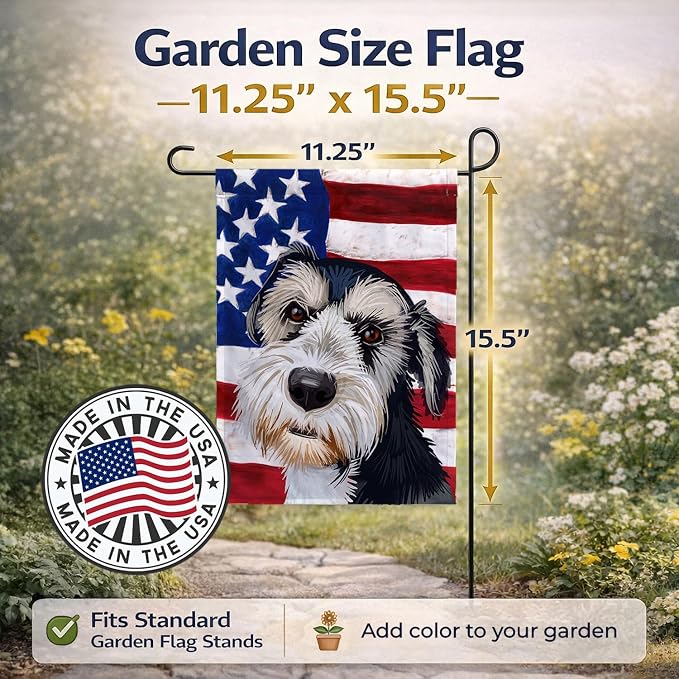 Caroline's Treasures CK6554GF Griffon Nivernais Dog American Flag Garden Flag Mailbox Flag Decorative Yard Flag Banner Outside Patio Artwork Yard Flower Beds, Garden Size, Multicolor
