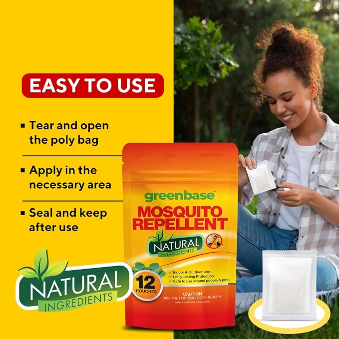 Travel Mosquito Repellent Pouches 12 Pack – Natural Indoor & Outdoor Mosquito Repellent for Home, Patio, Yard & Camping | Long-Lasting Mosquito Repellent Bags – Safe for Kids & Pets