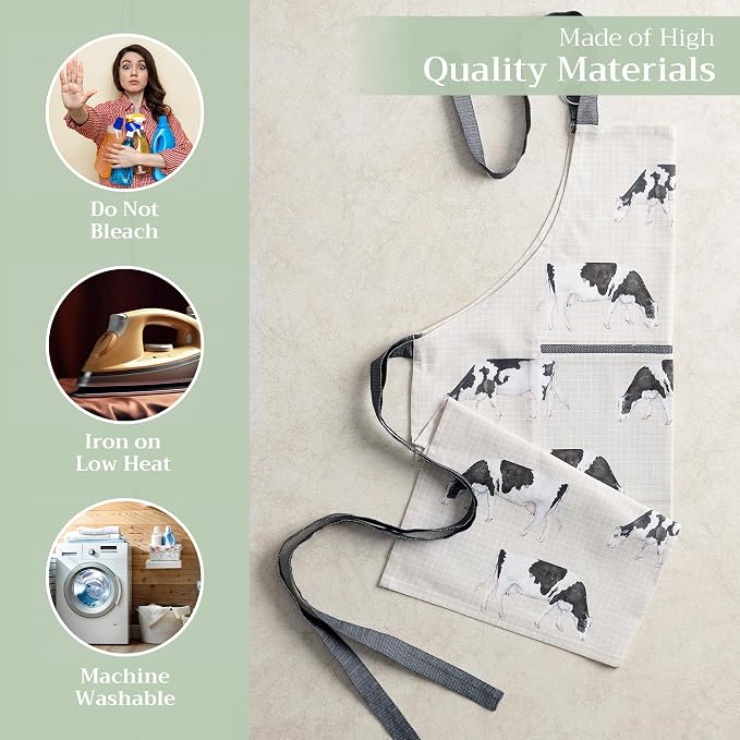 Maison d' Hermine Aprons for women with Pocket 100% Cotton (27.50"x31.50") | Adjustable Neck Strap & long ties Apron Men Chef Wedding Cooking Gardening Server Maid