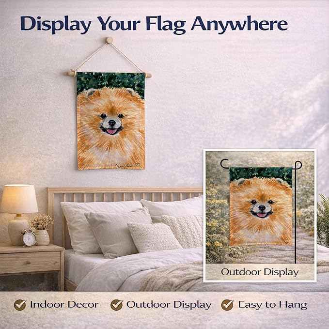 Caroline's Treasures SS8725GF Pomeranian Garden Flag Mailbox Flag Decorative Yard Flag Banner Outside Patio Artwork Yard Flower Beds, Garden Size, Multicolor