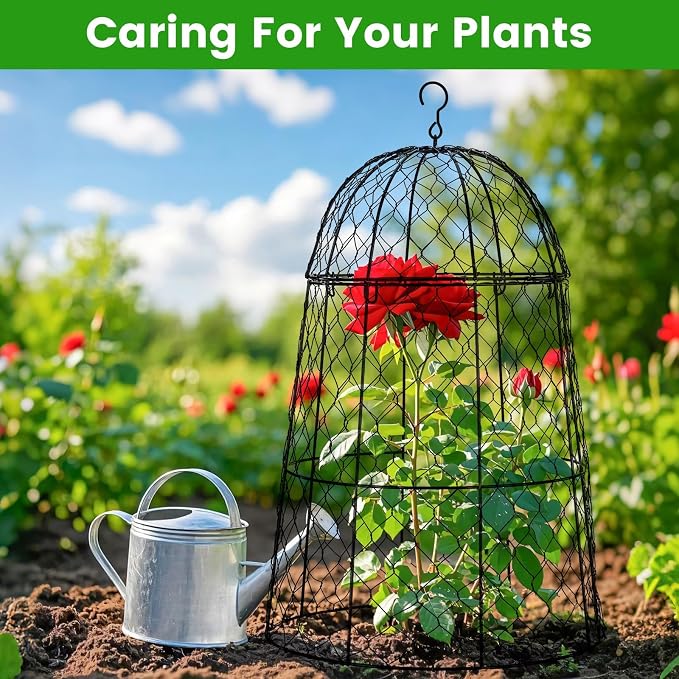 Chicken Plant Protector 10 Pcs, 20×12.6in Cage for Large Plants, Split Design and Anti-Rust Coated Metal Plant Cover for Outdoor Plants, Wire Mesh Covers for Plants