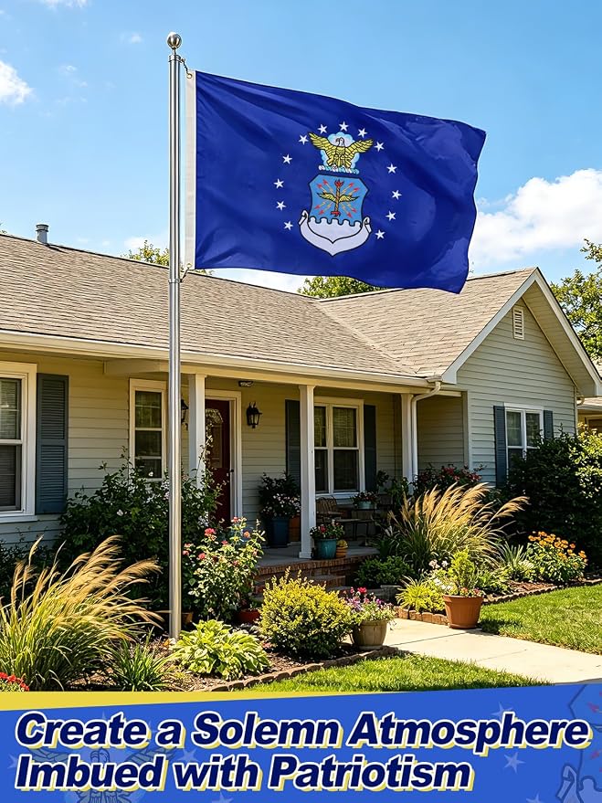 Double-Sided Embroidered Flags for Outside 3x5-210D Oxford Fabric Weatherproof Military Flags with 2 Brass Grommets for Garden Patio Decor, Gift for Veteran & Service Member (Blue)