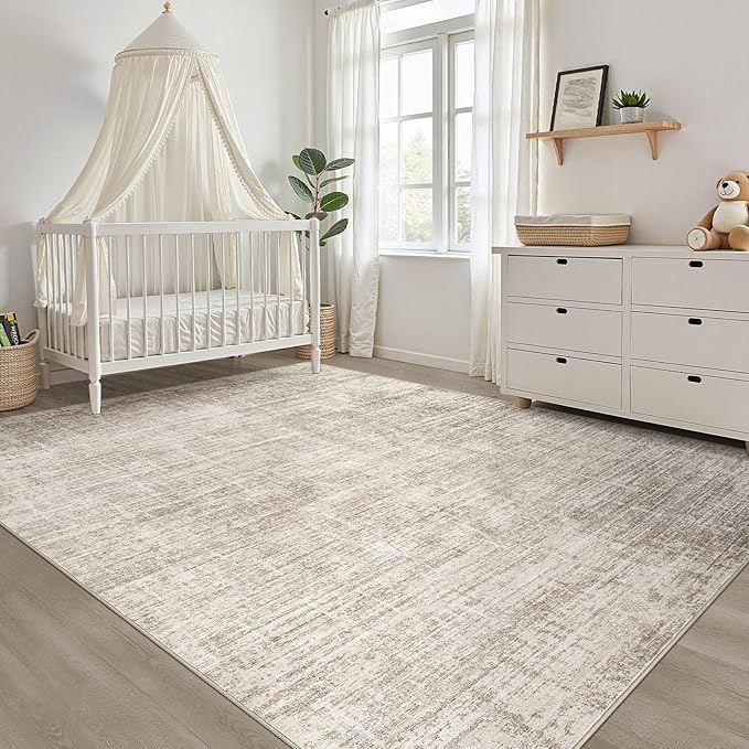 LOONGRUG 12x15 Area Rug Large Neutral Modern Rug for Living Room Brown | Abstract Soft Stain Resistant Indoor Non-Slip Carpet for Bedroom Nursery Kids Office Playroom Dining Room