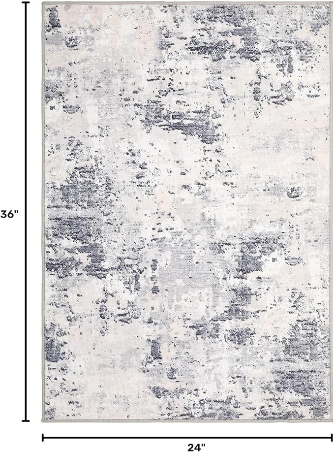 ROYHOME Modern Abstract 2x3 Area Rug Non Slip, Grey Taupe | Non Shedding Low Pile Stain Resistant Rug for Entryway Kitchen Bedroom