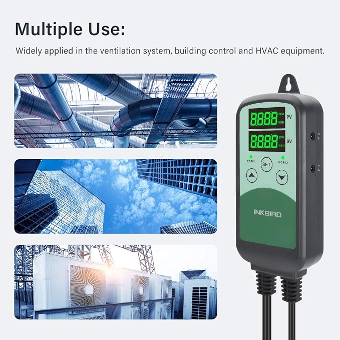 Inkbird ICC-500T CO2 Controller CO2 Meter Carbon Dioxide Controller for Grow Room and CO2 Generator, with CO2 Sensor for Home Grower (CO2 Controller + S01 Sensor)