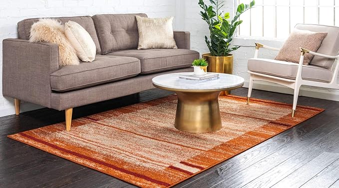Unique Loom Autumn Collection Modern Contemporary Casual Abstract Area Rug (Beige/ Terracotta Rustic, 8 x 10 ft Rectangular)