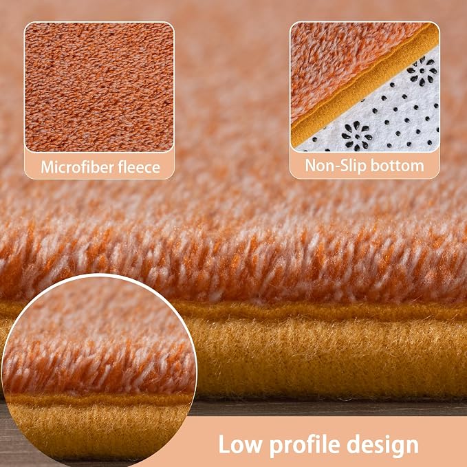 AROGAN 2x8 Runner Rug for Hallway, Long Runner Rugs Non Slip, Orange | Soft Washable Memory Foam Carpet for Bedroom, Non Slip Backing Runners Rug for Hallways, Kitchen, Bathroom, Entryway Home