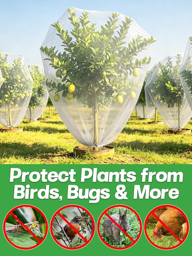 6pcs 4ft x 5ft Insect Bird Netting for Garden - Ultra-Fine Blueberry Bush Netting Cover with Drawstring for Garden Protection Flower Tomato, Plant Protectors from Animals