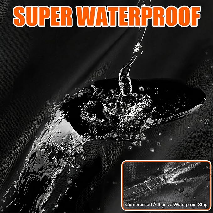 Snow Blower Cover, 24"/26"/28" Heavy Duty 900D Waterproof Snowblower Cover | Fit for Two-Stage and Single-Stage Snow Throwers, Compatible with Toro, EGO, Craftsman, Ariens Black & Orange