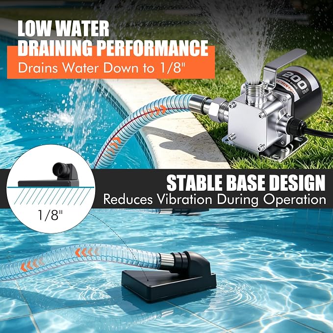 FMCNMech 110V Portable Electric Water Transfer Pump, 500 GPH High Flow Utility Pump with Switch for Pool Drain, Basement, Garden, Rain Barrel, Cast Iron