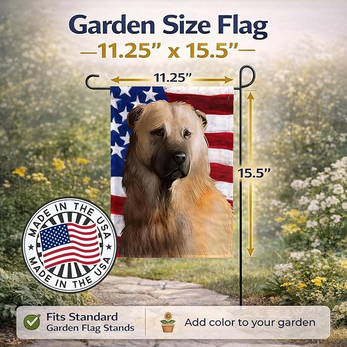 Caroline's Treasures CK6384GF Afghan Shepherd American Flag Garden Flag Mailbox Flag Decorative Yard Flag Banner Outside Patio Artwork Yard Flower Beds, Garden Size, Multicolor