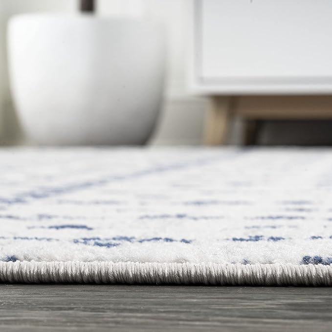 JONATHAN Y Boho Vintage Diamond Cream/Navy Indoor Area Rug 4X6 ft, Moroccan Hype for Living Room, Bedroom, Kitchen, Office, Easy-Cleaning, High Traffic, Pet-Friendly, Non-Shedding (MOH101F-4)