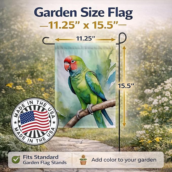 Caroline's Treasures African Ringneck Parrot Garden Flag Mailbox Flag Decorative Yard Flag Banner Outside Patio Artwork Yard Flower Beds, Garden Size, Multicolor