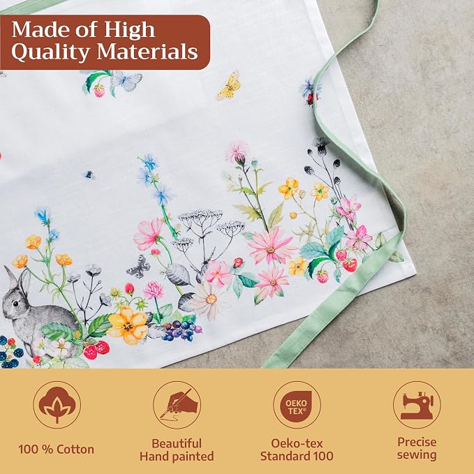 Maison d' Hermine Aprons for women with Pocket 100% Cotton (27.50"x31.50") | Adjustable Neck Strap & long ties Apron Men Chef Wedding Cooking Gardening Server Maid