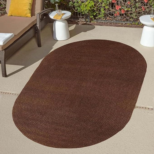 Superior Indoor/Outdoor Area Rug, Reversible Braided Floor Decor for Living Room, Kitchen, Patio, Front Porch, Modern Boho Farmhouse Rugs, Hardwood, Bedroom Accessories, 4' x 6', Cocoa