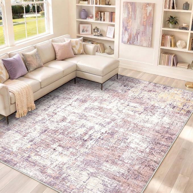 8x10 Area Rugs Washable Abstract Rug for Living Room Bedroom | Non Slip Soft Carpets Indoor Floor Stain Resistant Large Carpet for Bedroom Dining Room Farmhouse Nursery Office