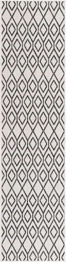 Jill Zarin Outdoor Collection Area Rug - Turks and Caicos (2' x 8' Runner Ivory/Black)