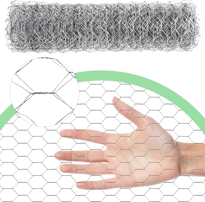 Chicken Wire 16.9 in x 237 in Poultry Wire Netting Hexagonal Galvanized Mesh Garden Fence Barrier for Pet Rabbit Chicken Fencing