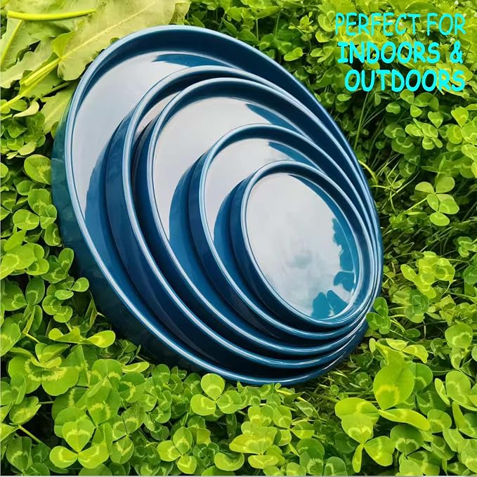Blue Ceramic Pot Saucer - Drainage Tray for Indoor and Outdoor Flower Plant Pots and Planters, 12 Inch