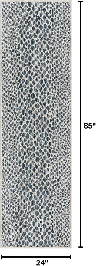 Unique Loom Outdoor Collection Area Rug - Cape Town (2' x 7' 1" Runner, Blue/ Olive)