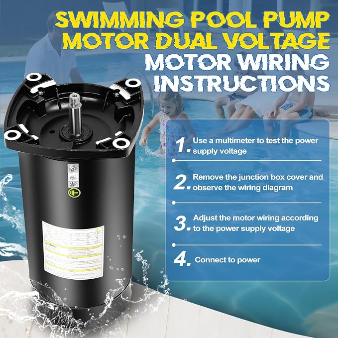 USQ1152 Pool Pump Motor 48Y Frame Fit for Century A.O. Smith 1.5 HP ASQ165 | 3450 RPM, 48Y Frame, 115/230V Dual Voltage, 19.2/9.6 Max Amps, Replacement for ASQ165 EUSQ1152