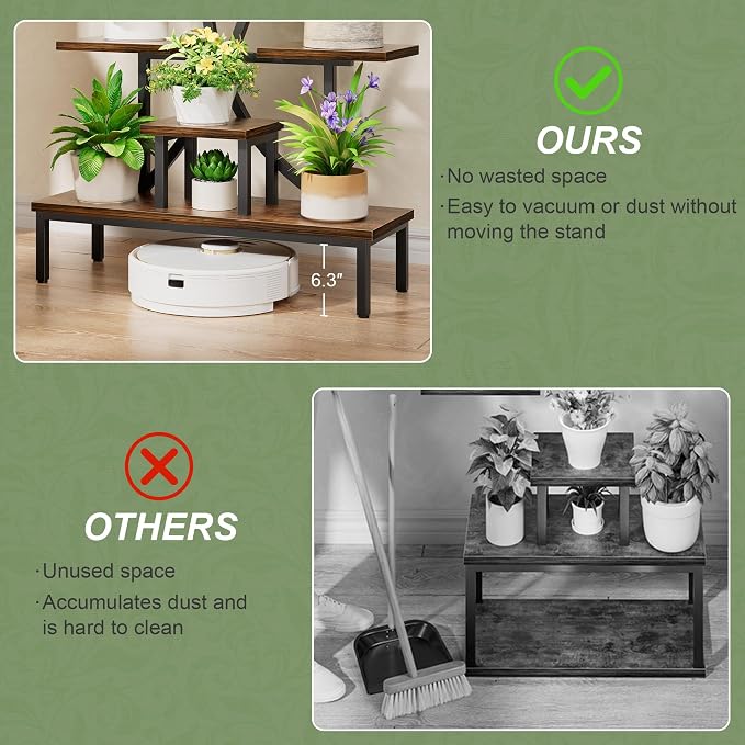 Plant Stand Indoor with Grow Lights - 63" Tall Plant Shelf, 7 Tiered Corner Plant Stands for Indoor Plants Multiple, X-Shaped Metal Large Flower Holder Decorative Display Rack for Living Room, Home