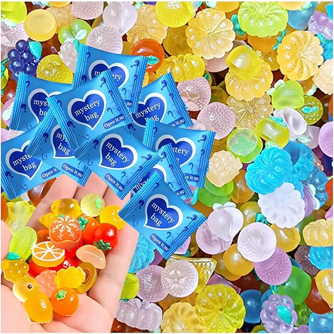 Mini Glow In The Dark Animal Resin Models, Resin Animals Mystery Bags, Individually Wrapped Blind Bags Tiny Animal Figurines, Collectible Mini Animals For Fairy Garden, DIY Crafts (50, Fruit)