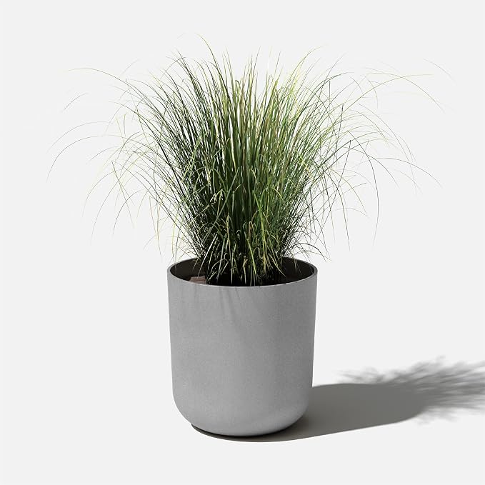 Veradek Mason Series Lima Planter - Round Planter for Indoor or Outdoor Porch/Garden | Made from Plastic-Stone Composite with Drainage Holes | Modern Décor for Succulents, Flowers, Small Plants