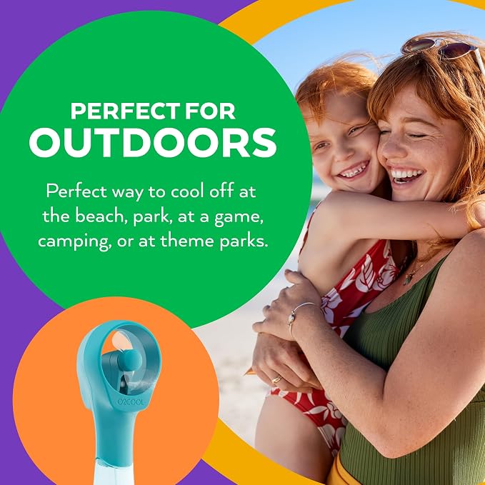 O2COOL Elite Battery Powered Handheld Water Misting Fan (Teal)