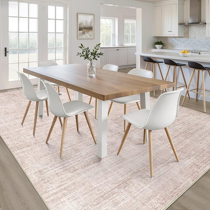 LOONGRUG 5x8 Area Rug Washable Neutral Modern Rug for Living Room Pink | Abstract Soft Stain Resistant Indoor Floor Non-Slip Carpet for Bedroom Nursery Kids Office Playroom
