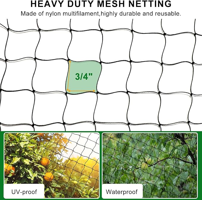 BSTPCOO Bird Netting 50'x100' with 3/4" Mesh Hawk Net for Chicken Run,Poultry Netting Heavy Duty Nylon Aviary Net for Chicken Coop Roof Garden Nettings for Fruit Trees Plant