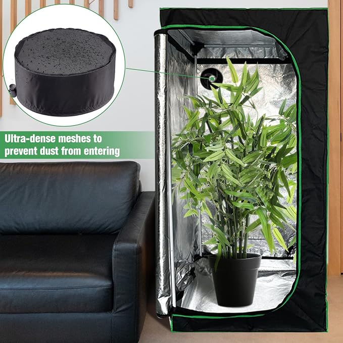 2 Pcs Grow Tents Vent Cover - 6" Dustproof Duct Filter Vent Covers with Elastic Band and Fixed Buckle for Plant Grow Tent Accessories | 6" Dustproof Duct Filter Vent Covers with Elastic Band and Fixed Buckle, for Plant Grow Tent Accessories