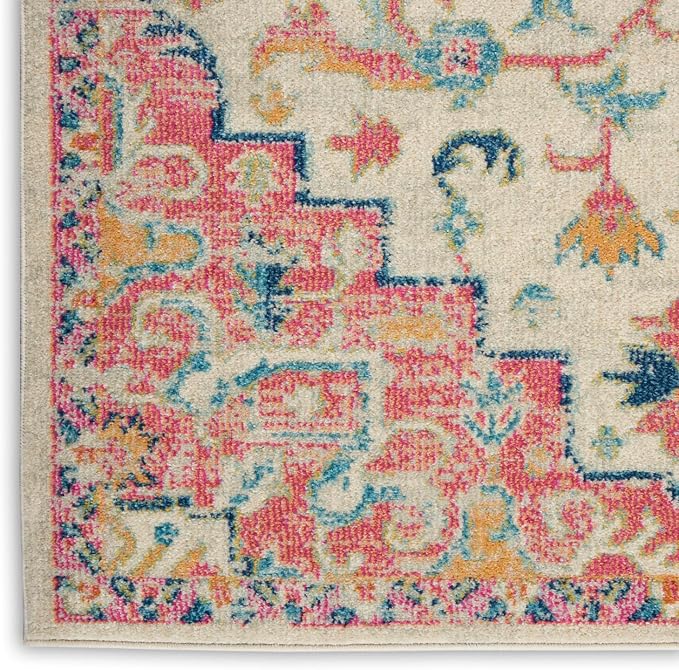 Nourison Home Passion Ivory Pink 3'9" x 5'9" Area Rug - Easy Clean, Non Shedding, Bed Room, Living Room, Dining Room, Kitchen (4' x 6')