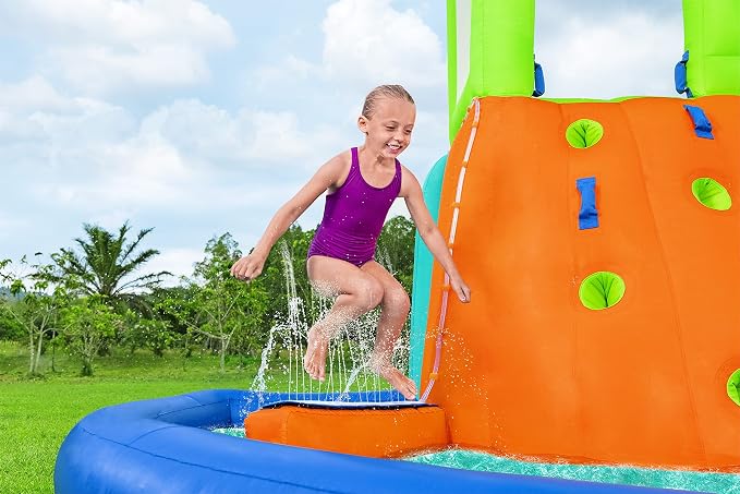 H2OGO! HydroHangout Kids Inflatable Water Park With Heavy-Duty Blower | Inflatable Water Slide, for Kids Ages 5+, 2-Minute Inflation, Durable Material, Sprinkler Wall, Shaded Clubhouse, Splash Pool