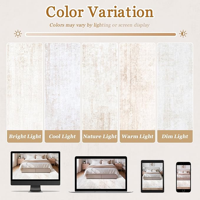 Tosuoka Washable Rug 8x10 Area Rugs for Living Room, Beige Abstract Soft | Bedroom Rug, Neutral, Cream, Non-Slip, Low-Pile, Modern, Large, Indoor Carpet for Nursery Dining Room Office Home