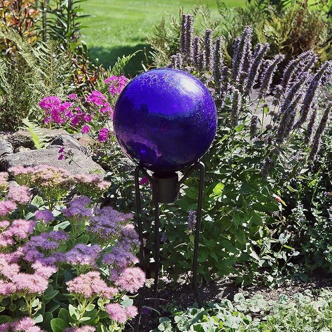 Achla Designs 12-Inch Crackle Gazing Globe Ball, Blue