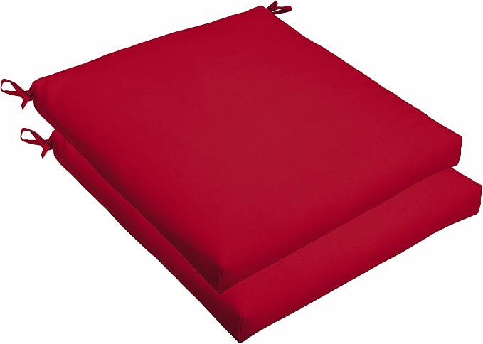 Sorra Home Sunbrella Bristol Square Chair Cushion (Set of 2) - Fade & Water Resistant, Outdoor & Indoor Patio Seat Cushion with Plush Trupedic Foam - Canvas Jockey Red (19" x 19" x 2.5")