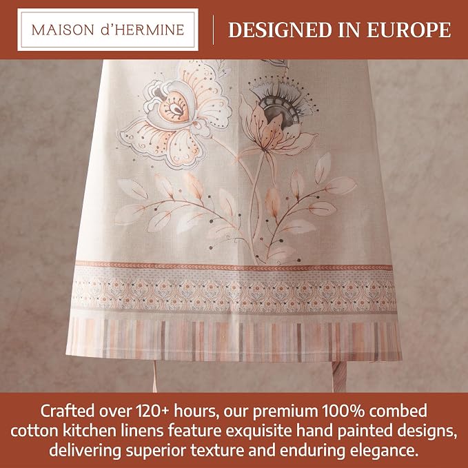 Maison d' Hermine Aprons for women with Pocket 100% Cotton (27.50"x31.50") | Adjustable Neck Strap & long ties Apron Men Chef Wedding Cooking Gardening Server Maid