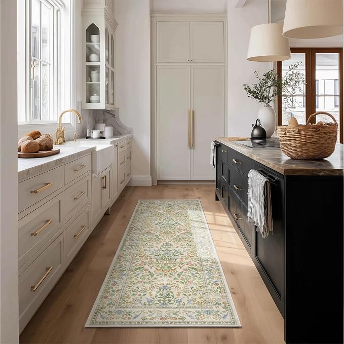 Washable Runners for Hallways Kitchen Rug: 2'x6' Runner Rugs Stain Resistant Non Slip Low Pile Soft Rug Runners for Kitchen Hallways Bedroom Entryway Indoor Living Room Farmhouse