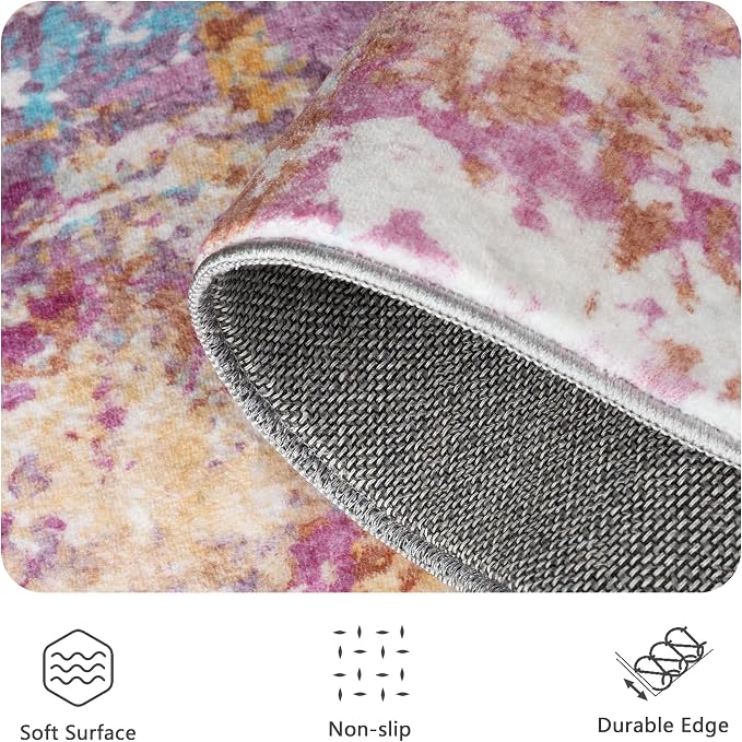 5x7 Area Rugs, Abstract Modern Ultra Soft Washable Rug, Non Slip Carpet with Rubber Back Stain Resistance Rugs for Living Room, Bedroom, Dining Room Decor(Starlight)