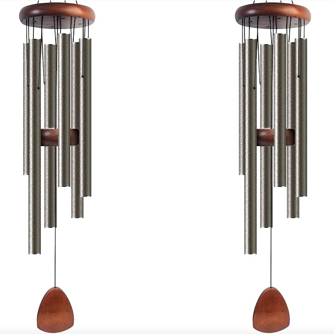 Bursvik Large Aluminium Wind Chimes 37" Inches to Create a Zen Atmosphere Suitable for Outdoor, Garden, Patio Decoration Wind Chimes with Wind Catcher Suitable as A Gift for Unisex(2 Pack Copper)