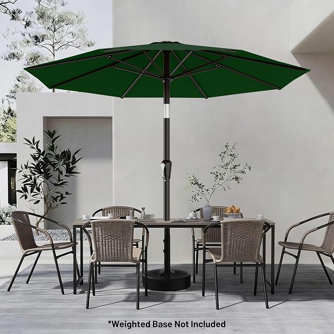 AreShark 9 FT Patio Umbrella for Outdoor, Outdoor Table Umbrella with Push Button Tilt and Crank, Outdoor Patio Umbrellas with 8 Sturdy Ribs for Market, Garden, Pool (Dark Green)