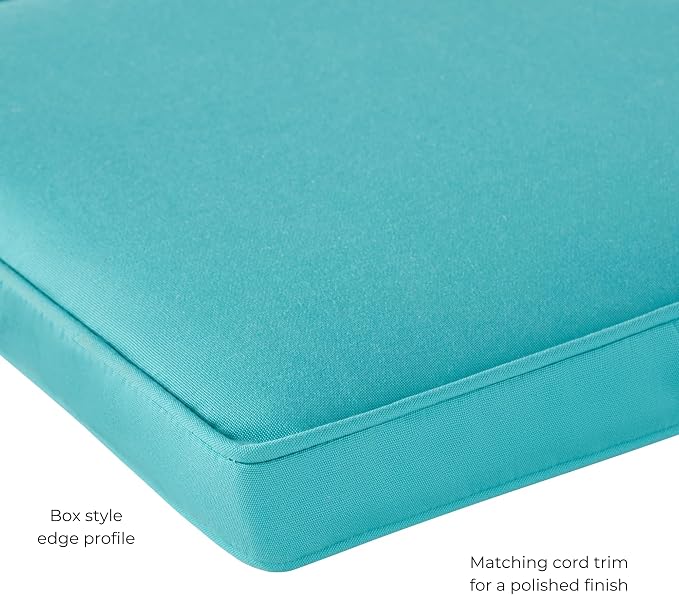 Indoor/Outdoor Chair Pads in Sunbrella Fabric – 17''x17'' Patio Seat Cushions with Foam Insert, Removable Reversible Cover & Ties for Patio Dining Chairs – Set of 2 or 4, Canvas Aruba